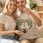 Personalised Love Bird Heart Tree Glittery Transparent Acrylic Ornament with Couple Name and Date Home Decor Anniversary Birthday Gift for Couple
