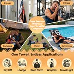 Personalised Multicolour Geometric Style Photo Quick Dry Beach Towel with Name and Number Team Birthday Gift for AFL Lovers
