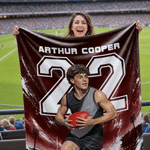 Personalised Photo Stadium Soft Throw Blanket with Name and Number Home Decor Game Day Birthday Gift for Family Athletes
