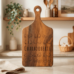 Personalised Boob Pattern Wooden Reversible Charcuterie Chopping Board with Engraved Name and Grip Housewarming Birthday Gift for Family Friends