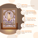 Veilleuse LED en acrylique personnalisée avec photo de votre animal de compagnie, fleur de naissance, nom et date — Décoration d'intérieur, cadeau d'anniversaire ou de condoléances pour les amoureux d