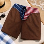 Personalized Humorous Stars and Stripes Men's Brief Design Quick Dry Swim Trunks with Drawstring Independence Day Holiday Birthday Gift for Men
