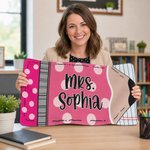Personalised Multicolour Pencil Design Non-Slip Mouse Pad Desk Mat with Text Daily Use Back to School Teacher's Day Gift for Teacher Educator