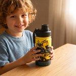 Personalized Yellow Excavator Truck Water Bottle Backpack Lunch Bag Pencil Case Set with Name Back to School Birthday Gift for Boys Students