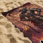 Personalised Chinese-Style Dark Armor Zodiac Animal Oversized Quick Dry Beach Towel with Name Swimming Pool Party Birthday Gift for Family Friends