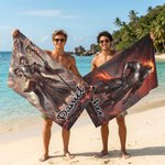 Personalised Chinese-Style Dark Armor Zodiac Animal Oversized Quick Dry Beach Towel with Name Swimming Pool Party Birthday Gift for Family Friends