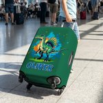 Personalized Dinosaur Ink Splash Design Luggage Cover Fits 18-32 Inches Suitcase with Name Travel Essential Vacation Birthday Gift for Kids