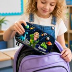 Personalised Jungle Space Star Cartoon Character Dinosaur Pencil Case with Name Back to School Birthday Gift for Kids Students