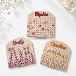 Personalized Birth Flower Wooden Jewellery Stand Earring Holder Organizer with Name and Base Birthday   Anniversary Gift for Women Sisters