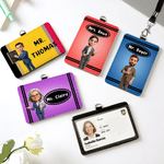 Personalised Pixar Style Pencil Crayon Cartoon Teacher ID Card Badge Holder with Text Back to School Appreciation Teacher's Day Gift for Educator