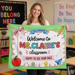Personalized Welcome to Classroom Poster Banner with Text Classroom Backdrop Decor Teacher's Day Back to School Appreciation Gift for Teacher Educator