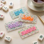 Personalised Colourful Magnetic Acrylic Name Tag with 3D Name Mahjong Accessory Game Night Birthday Gift for Mahjong Lovers Players