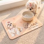 Individuell gestaltete Hundefuttermatte aus PU-Leder mit Aquarellfoto des Haustiers und Namen – Ruheplatz für Haustiere, für den täglichen Gebrauch, Geburtstagsgeschenk für Tierfreunde und Freunde
