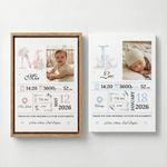 Personalised Birth Flower Photo Canvas Prints with Name Year and Title Warm Minimalist Nursery Decor Birthday Gift for Parents Family
