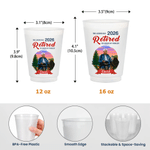 Personalised Summer Vacation Style Disposable Frosted Set of 10 Plastic Cups with Name Photo and Year Retirement Party Gifts for Retirees Coworkers