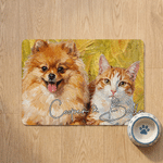 Personalised Oil Painting Style Pet Photo Food Mat with Name Home Decor Pet Supplies Birthday Gift for Pet Owners