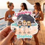 Personalised Cute Cruise 2-5 Cartoon Characters Fridge Magnet with Name Beach Party Summer Travel Birthday Gift for Best Friend Woman