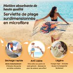 Serviette de plage super absorbante personnalisée avec nom - Accessoire à séchage rapide - Cadeau de vacances pour les amateurs de volley-ball