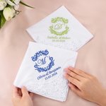 Personalized Wedding Initial Handkerchief with Embroidery Name and Date Bridal Shower Wedding Gift for Bride