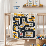 Personalised Construction Zone Lorry Design Soft Throw Blanket with Name Playroom Decor Birthday Baby Shower Gift for Kids