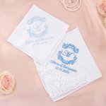Personalized Wedding Initial Handkerchief with Embroidery Name and Date Bridal Shower Wedding Gift for Bride
