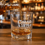 Personalized American Classic Style Whisky Glass 4 Stones Wooden Box Set with Engraved Year Birthday Anniversary Gift for Men