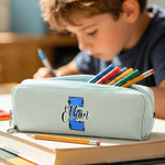 Personalised Apple Notebbook Doodle Initial Three-Layer Pencil Case with Name School Supply Back to School Birthday Gift for Kids