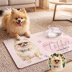 Individuell gestaltete Hundefuttermatte aus PU-Leder mit Aquarellfoto des Haustiers und Namen – Ruheplatz für Haustiere, für den täglichen Gebrauch, Geburtstagsgeschenk für Tierfreunde und Freunde