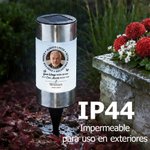 Lámpara solar de jardín personalizada con foto nombre y año decoración regalo conmemorativo por pérdida de un ser querido