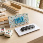 Personalised Colourful Magnetic Acrylic Name Tag with 3D Name Mahjong Accessory Game Night Birthday Gift for Mahjong Lovers Players