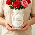 Personalised To My Daughter Birth Flower Ceramic Vase with Name Text Title Home Decor Birthday Gift for Daughter Family
