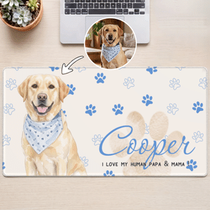 Personalized Watercolor Pet Photo Non-Slip Mouse Pad Desk Mat with Name Daily Use Birthday Gift for Pet Lovers Friends