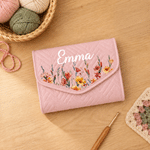 Personalized Birth Flower Crochet Hook Organizer with Name Knitting Accessories Birthday Gift for Crochet Enthusiast Mom Grandma