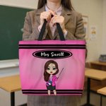Personalisierte Tragetasche mit Buntstift-Motiv und großem Fassungsvermögen – mit Namen – als Dankeschön zum Lehrertag, zum Schulanfang oder als Geburtstagsgeschenk für Lehrer