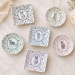 Personalized Toile De Jouy Style Pet Portrait Round Square Jewellery Dish with Name Daily Use Home Decor Birthday Gift for Pet Owner Family