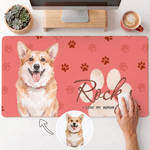Personalized Watercolor Pet Photo Non-Slip Mouse Pad Desk Mat with Name Daily Use Birthday Gift for Pet Lovers Friends
