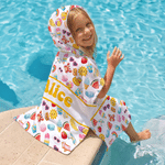 Personalised Cartoon Watermelon Ice Cream Summer Elements Quick Dry Hooded Beach Towel with Name Outdoor Activities Beach Party Birthday Gift for Kids