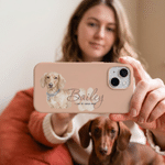 Personalized Watercolor Style Pet Photo Multicolor Phone Case for iPhone Samsung with Name Daily Use Birthday Gift for Pet Owners Lovers