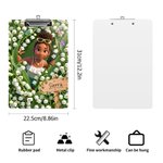 Personalized Birth Flower Cartoon Kid Photo Hanging Clipboard with Low Profile Clip and Name Daily Use Back to School Birthday Gift for Kids Students