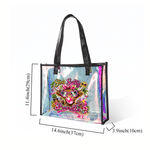 Personalised Highland Cow Holographic Clear Tote Bag with Name Beach Trip Party Travel Birthday Gift for Women