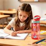 Personlig, fargerik vannflaske på 16 oz med etternavn på sugerøret og håndtak – en perfekt gave til skolestart eller bursdag for gutter og jenter
