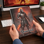 Personalized Dark Style Armor Chinese Zodiac A5 Spiral Journal Notebook with Name Daily Use Birthday Gift for Friends Game Enthusiasts