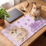 Personalized Watercolor Pet Photo Non-Slip Mouse Pad Desk Mat with Name Daily Use Birthday Gift for Pet Lovers Friends