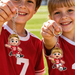 Personalized Cartoon Soccer Player Acrylic Keychain with Name and Number Daily Use Back to School Birthday Gift for Boys Girls