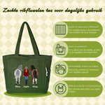 Gepersonaliseerde grote ribfluwelen totebag met naam en paardrijthema ruime tas ideaal als verjaardagscadeau voor paardenliefhebbers