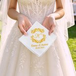 Personalized Wedding Initial Handkerchief with Embroidery Name and Date Bridal Shower Wedding Gift for Bride