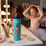 Personalised Cartoon Ballet Girl 20 oz Insulated Water Bottle with Name and Handle Birthday Back to School Gift for Friends Ballet Lovers Kids