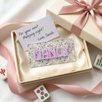 Personalised Colourful Magnetic Acrylic Name Tag with 3D Name Mahjong Accessory Game Night Birthday Gift for Mahjong Lovers Players