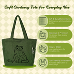 Personalised Line Drawing Pet Photo Large Capacity Corduroy Tote Bag with Name Daily Use Pet Party Birthday Gift for Pet Lovers Owners