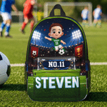 Personalized Soccer Theme 3D Cartoon Character School Bag with Name and Number Back to School Birthday Gift for Boys Girls